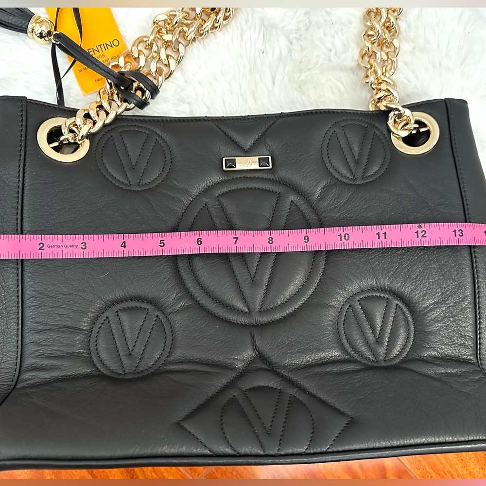 🖤NWT VALENTINO Luisa Magnus Signature LEATHER BLACK PURSE w GOLD CHAIN🖤 - Picture 11 of 16